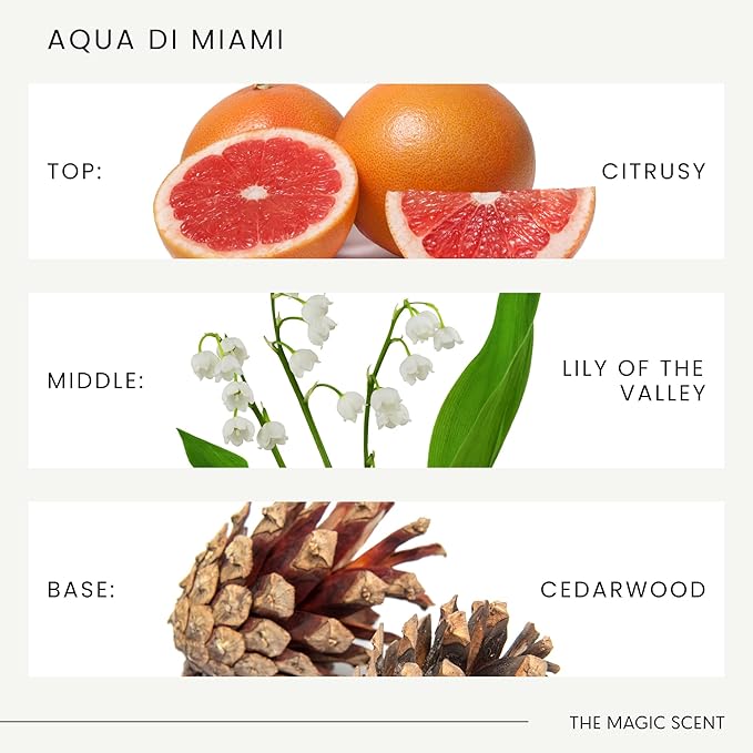 The Magic Scent Aqua di Miami Diffuser Oil - Hotel & Home Luxury Scents - Diffuser Oil Scents for Home Designed for Use in All Diffusers - 8.5 fl oz, 250 mL - Bloomnest