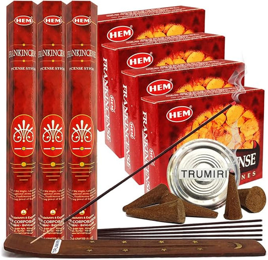 Frankincense Incense Sticks and Cone Incense Holder Variety Pack Bundle insence insense insienso TRUMIRI