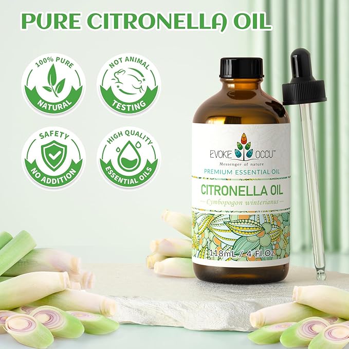 EVOKE OCCU Citronella Oil for Cleaning, Air Freshening, Add to Spray and Diffuser - 4 Fl Oz - Bloomnest