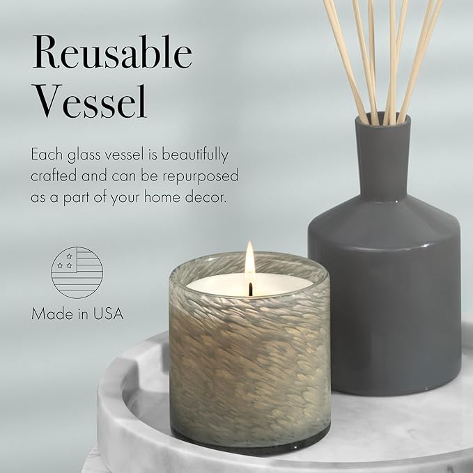 LAFCO New York Classic Reed Diffuser, Paradiso Fig - 6 oz - Up to 3 Months Fragrance Life - Reusable Glass Vessel - Natural Wood Reeds - Made in The USA