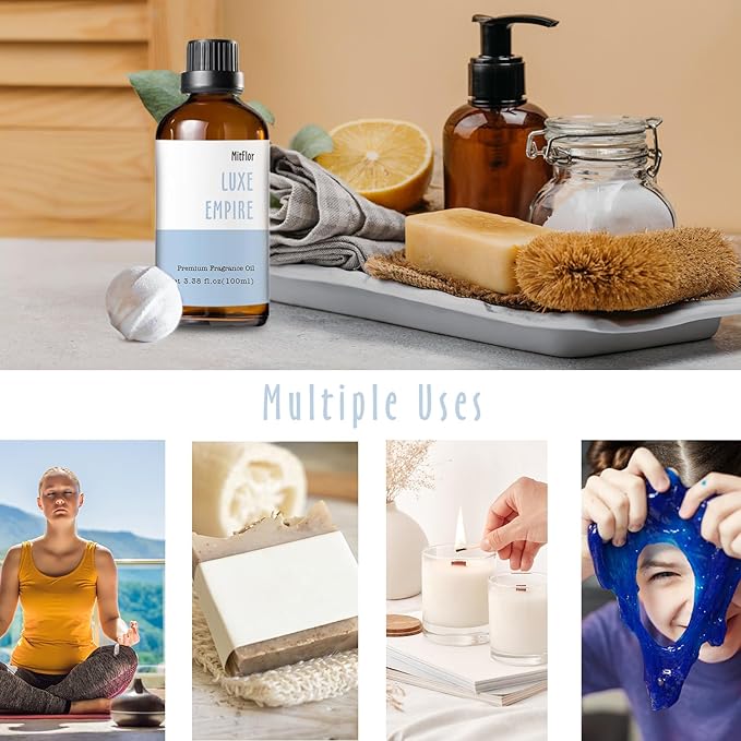 Luxe Empire Fragrance Oil, MitFlor Single Strong Scented Oil, Large Size Premium Grade Fragrance Oil for Soap & Candle Making, 3.38 OZ/100ml Aromatherapy Oil, Men & Rich Scent for Home Fragrance MitFlor
