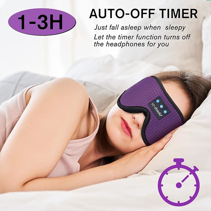 LC-dolida Sleep Headphones, Sleep Mask Bluetooth Wireless Music Eye Mask, Sleeping Headphones for Side Sleepers Sleep Mask with Bluetooth Headphones Ultra-Thin Stereo Speakers Perfect for Sleeping - Bloomnest