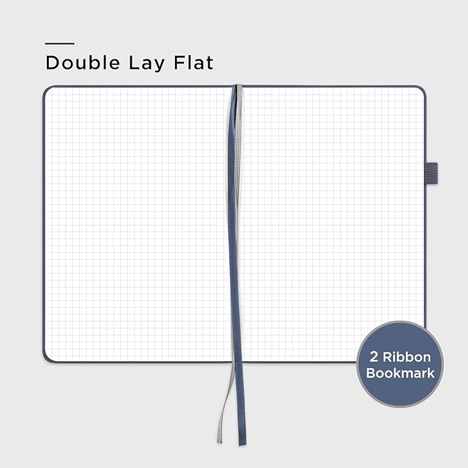 &And Per Se Graph Journal Notebook, 160 Pages, A5 5.7 x 8 inches 100 gsm Thick Paper Notebook Journals for Writing, Grid Hardcover Notebook(1 Pack, Dark Blue)