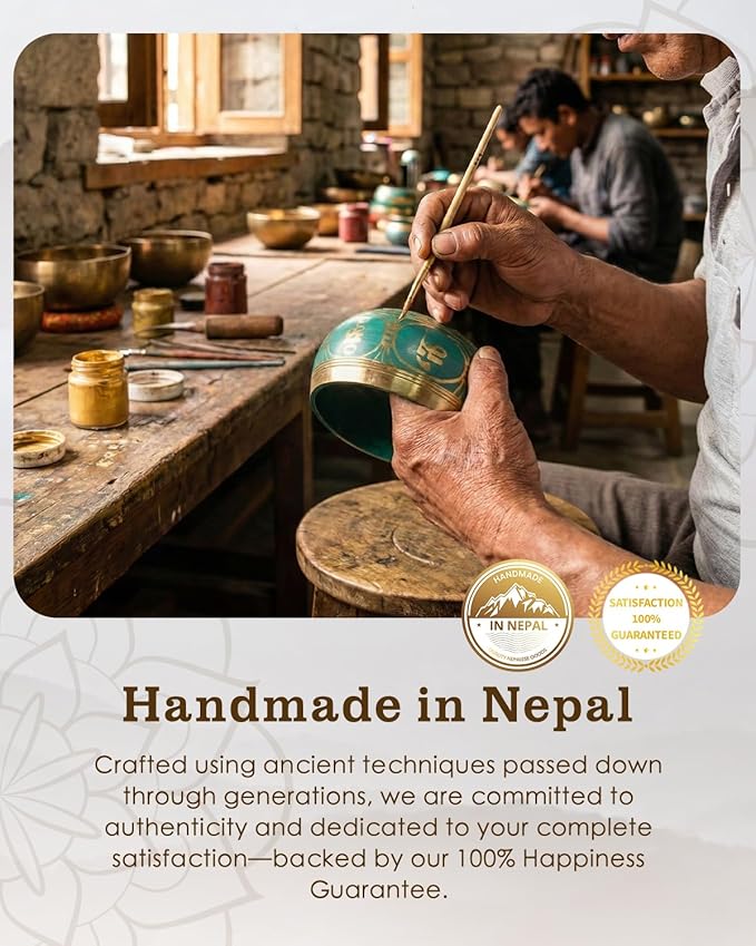 Tibetan Singing Bowls – Hand-Hammered in Nepal, Authentic Meditation Sound Bowls for Yoga, Chakra Healing, Mindfulness & Spiritual Self-Care Gifts for Women HIhealer