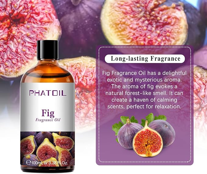 PHATOIL 3.38FL.OZ Fig Fragrance Oils for Aromatherapy, Essential Oils for Diffusers for Home, Perfect for Diffuser, Yoga, Skin Care, DIY Candle and Soap Making - 100ml - Bloomnest