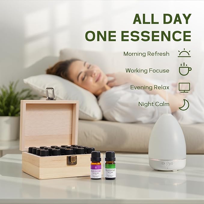 Essential Oils for Diffusers for Home – 20-Pack Essential Oil Set for Sleep & Refreshing Scents – Premium Aromatherapy Diffuser Oils Scents for Home in Wooden Gift Box, Best Gift for Any Occasion - Bloomnest