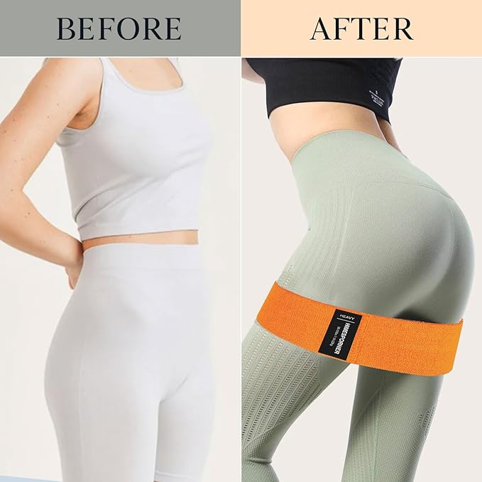9 PCS Fabric Resistance Bands Set for Working Out, Non-Slip Exercise Booty Bands for Women & Men Leg and Glutes with Hair Ties and Tape Measure - for Home Gym Workout, Yoga, Pilates - Bloomnest