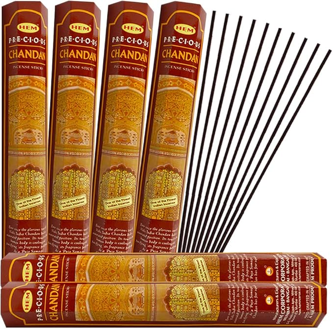 Precious Chandan (Indian Sandalwood) Incense Sticks and Incense Stick Holder Bundle Insence Insense Hem Incense Sticks TRUMIRI