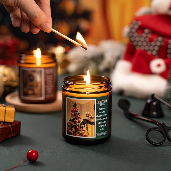 Christmas Candles | Christmas Wishes Scented Candle, Holiday Soy Wax Candles for Home Scented,Aromatherapy Gifts for Women and Men, Cozy Winter Candle for Home Decor, 7 oz - Bloomnest