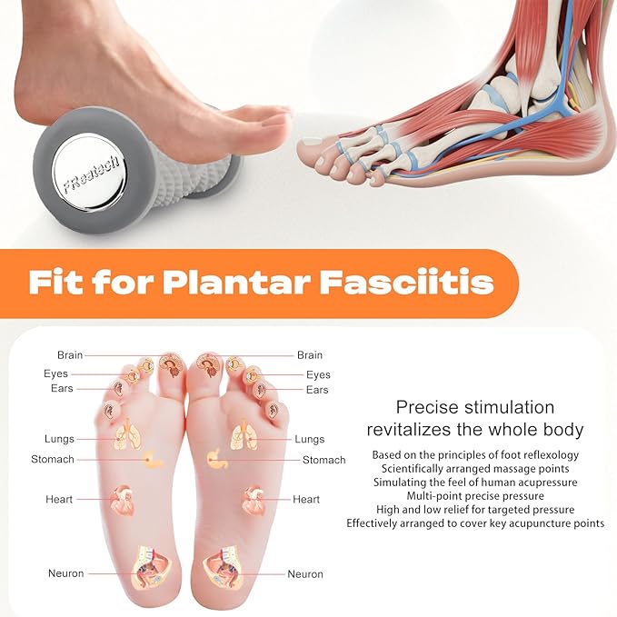 FREATECH Foot Massager Roller with 459 Spiky Massage Points, Durable PP Material, Plantar Fasciitis Relief, Deep Massage for Heel & Arch Pain, Reflexology Acupressure Tool for Muscle Relaxation - Bloomnest