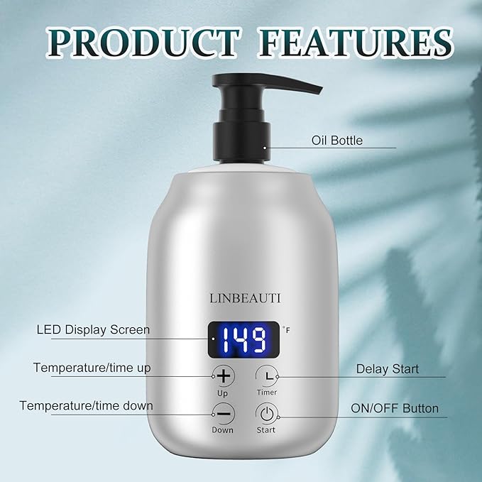 Massage Oil Warmer with Two Oil Bottle Dispenser, Lotion Bottle Warmer, Smart Touch Key Electric Warm Lotion Dispenser, Lube Gel Cream Warmer for Home Pro Salon Spa Massage (Silver) - Bloomnest