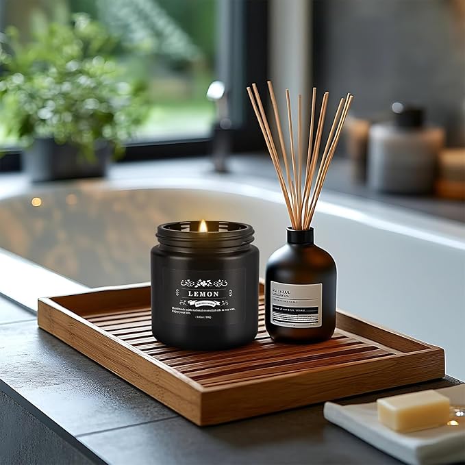 Scented Candle Set 12 Pack,Black, Candle for Home Scented, Odor Eliminating, Stress Relief, Long Lasting Soy Wax Gift Set - Bloomnest