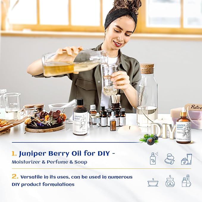 HIQILI 100ML Juniper Berry Essential Oil,100% Pure Natural Undiluted Premium - 3.38 Fl Oz - Bloomnest