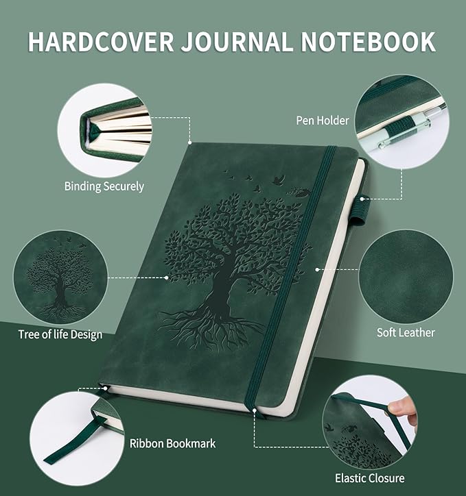 Lined Journal Notebook for Women Men, B5 Hardcover Leather Journals for Writing, 200 Pages Thick Paper, Daily Journal Notebook for Work, School, Note Taking, Business, Travel, College Ruled - Bloomnest
