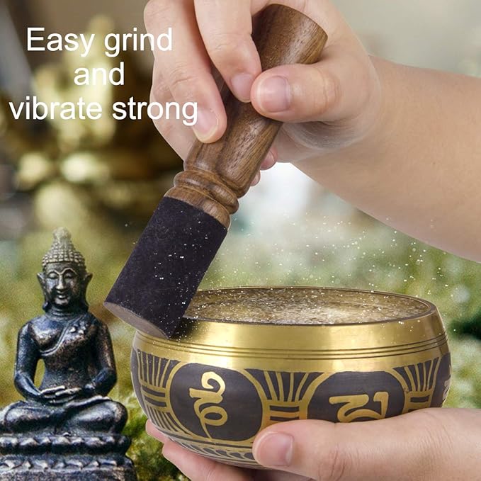 Tibetan Handcrafted Nepal Singing Bowl, 4.5 inch Master Healing Grade, Pure Tone Sound Art Bowls Meditation Accessories Set for Yoga, Chakra Healing, Mindfulness, Stress Relief, Self-Regulation Gift - Bloomnest