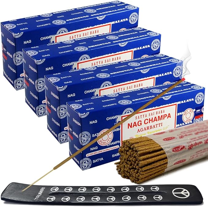 Nag Champa Incense Sticks 250g x 4 and Incense Stick Holder Bundle Insence Insense Satya Incense - Bloomnest