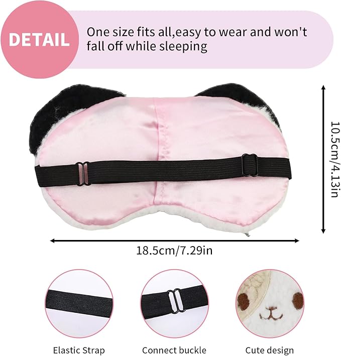 Cute Sleep Eye Masks for Kids, Kawaii Cartoon Kids Sleeping Mask for Women Boys Girls Teens, Soft Plush Adjustable Eyeshade Silk Travel Nap Eye Cover (White+Pink) - Bloomnest