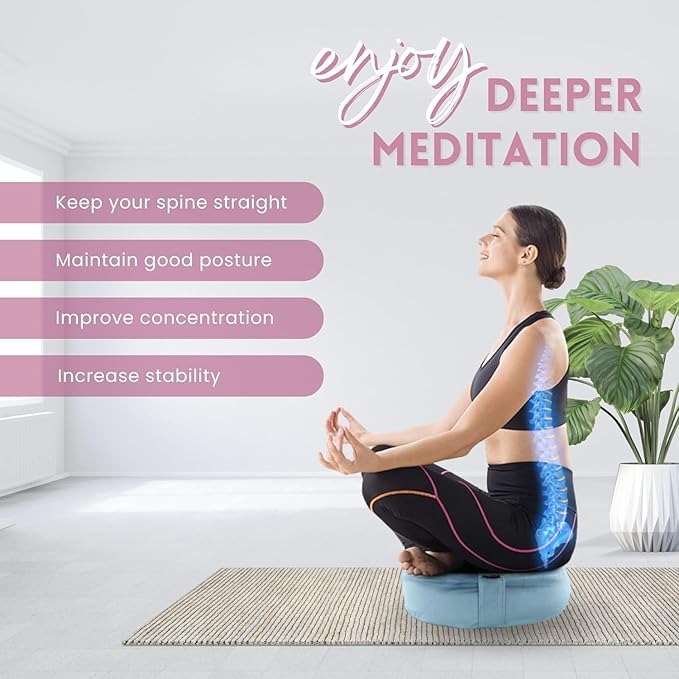 Yes4All Foam Zafu Buckwheat, Mandala Pattern Yoga Bolster Pillows, Floor Meditation Cushion, A. Sky Blue-Upgraded - Bloomnest