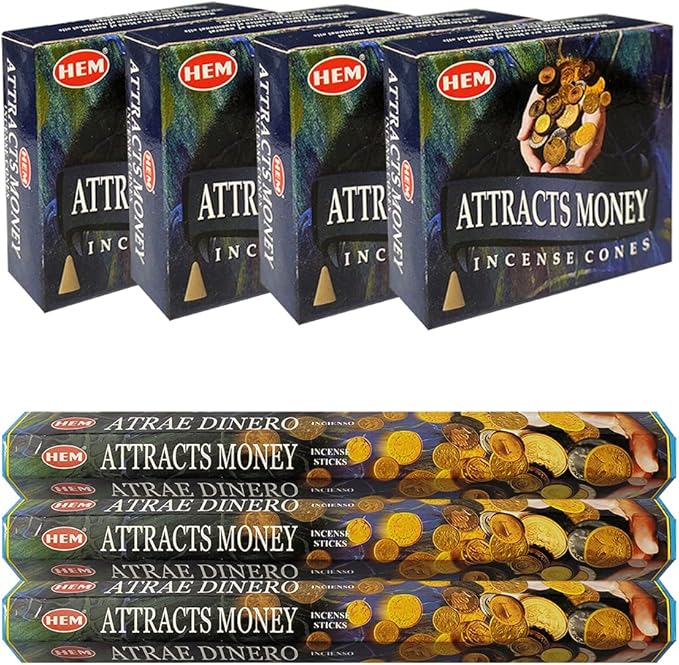 Attracts Money Incense Sticks and Cone Incense Holder Variety Pack Bundle insence insense insienso TRUMIRI