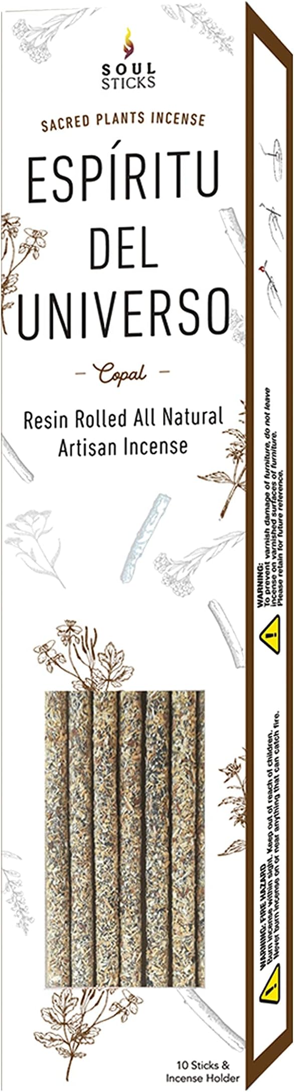 SOUL STICKS Handcrafted 10pcs Resin Artisan Incense Sticks Non-Toxic & Long Lasting Aromatic Sticks for Yoga Meditation Relaxation Aromatherapy Cleansing & Purification (Copal) SoulSticks