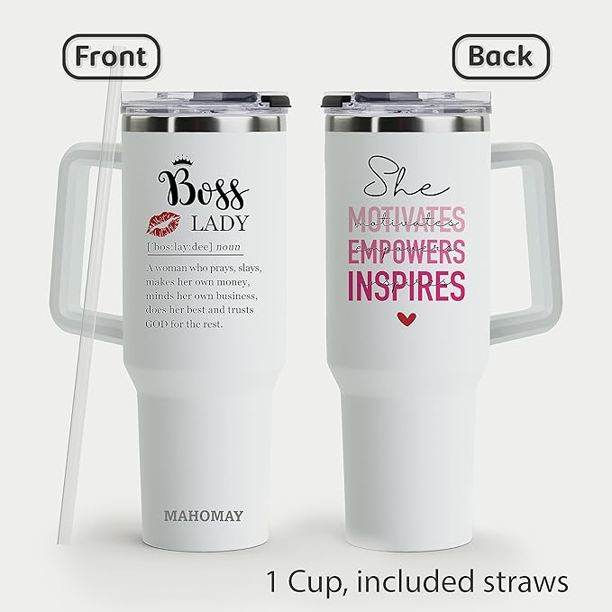 Boss Lady Tumbler with Handle, 40oz Straw - Lady Boss Gifts, Babe Tumbler, Cup for Women - Bloomnest