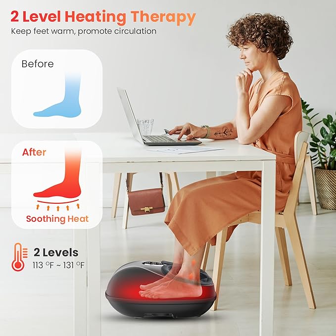 COMFIER FSA Eligible Shiatsu Foot Massager with Heat for Neuropathy Plantar Fasciitis, HSA Heated Electric Foot Massagers, Feet Massager Up to Men Size 13, Christmas Gifts for Men Women - Bloomnest