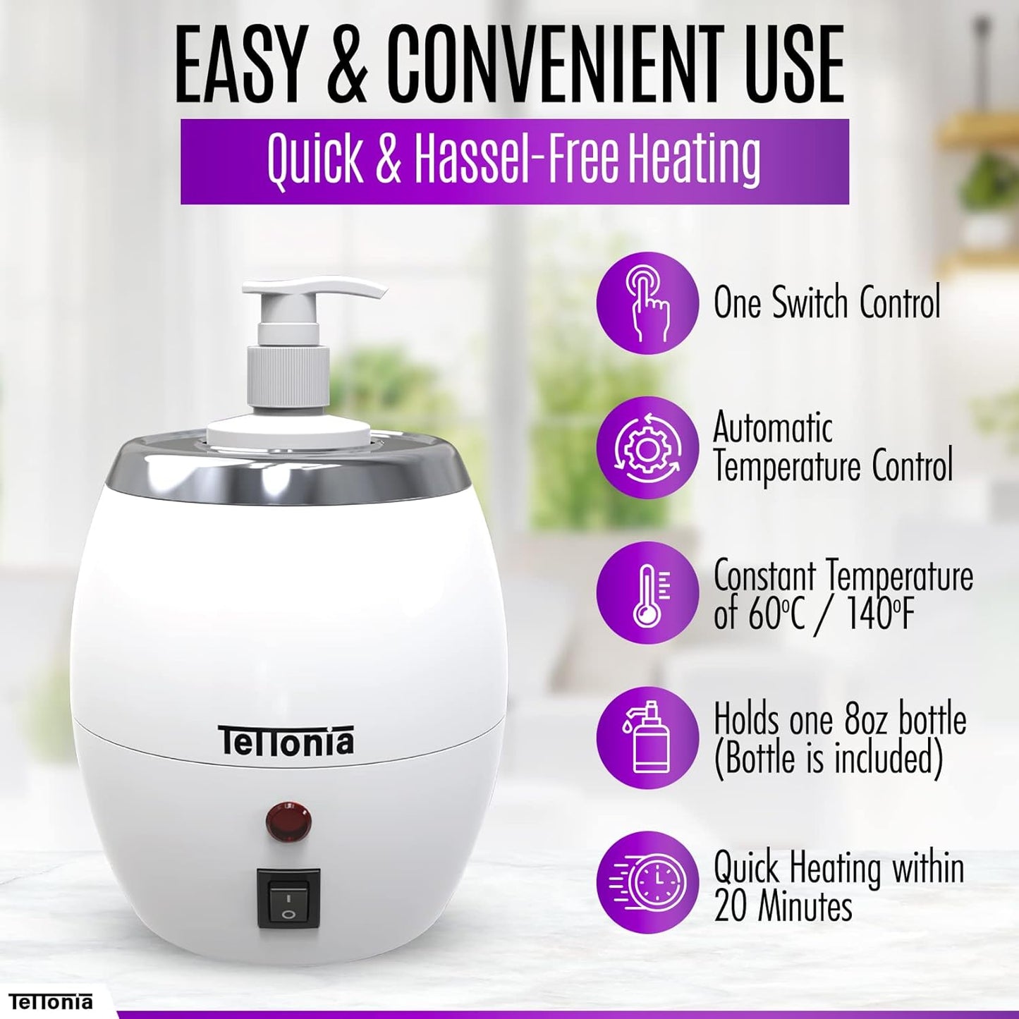 Massage Oil/Lotion Bottle Warmer - Auto-Temperature (White Pearl)