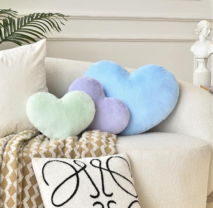 Petrella Throw Pillows Heart Pillow Cute Fuzzy Pillows for Bed Livingroom Home Decor Cushion Decorative Aesthetic Preppy Pillows Purple,Small 13"x10" - Bloomnest