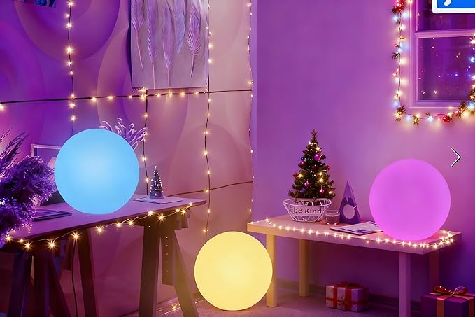 LOFTEK 12-inch LED Dimmable Light Ball: Waterproof Floating Pool Lights with Remote, 16 Colors Sphere Night Light, Cordless & Fast Chargeable, Sensory Toys for Kids, Home, Party, Pool Decor - Bloomnest