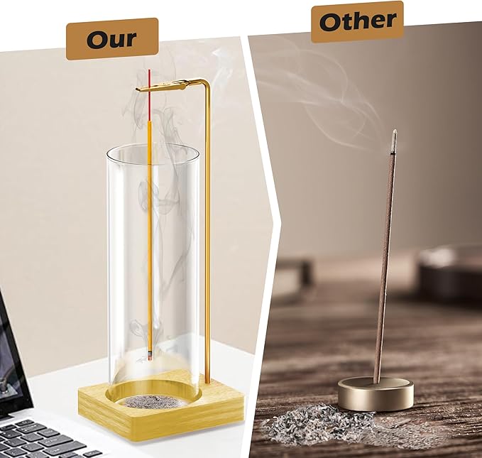 Incense Holder for Sticks, Insence-Stick Holder, Anti-Ash Flying No Mess Incense Burner, Incense Stick Holder with Glass Ash Catcher, for Yoga Spa Meditation Home Decor(1 Pack) - Bloomnest