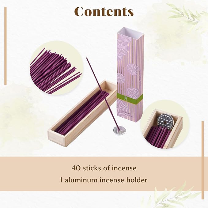 Hasegawa Hyakurakuko Premium Japanese Sandalwood Incense - Long Type, 40 Sticks with Aluminum Holder, 20-30 Min Burn Time, Made in Japan 線香 百楽香 (Lotus) %E3%81%AF%E3%81%9B%E3%81%8C%E3%82%8F%EF%BC%88Hasegawa%EF%BC%89