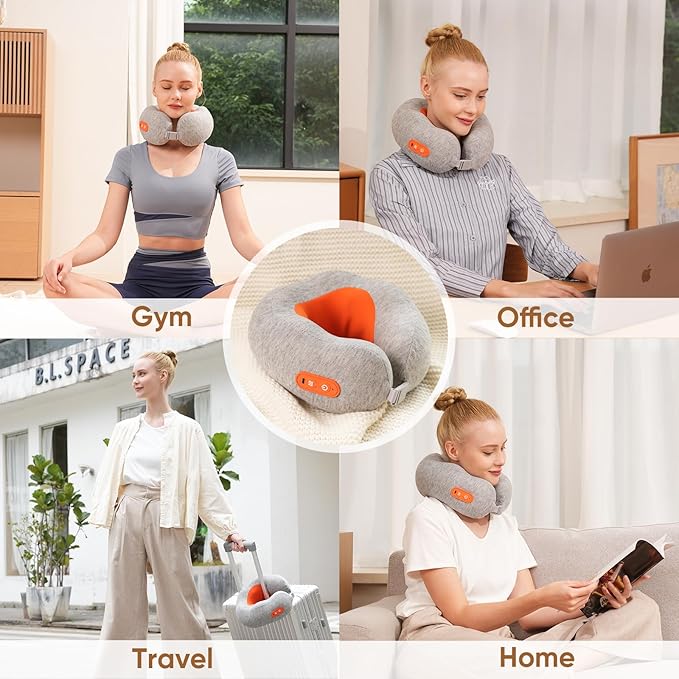 Howdy Shiatsu Neck Massager with Heating [2026 Upgraded], Heated Neck Pillow Cordless for Pain Relief Deep Tissue Kneading, 2025 Christmas for Mom Dad Gift, 2-in-1 Portable for Airplane Travel - Bloomnest