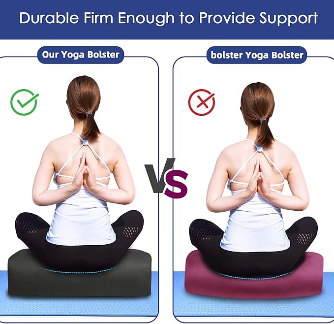 Yoga Bolster (26x10.5x5.5 in) Supportive Yoga Cushion for Restorative Yin Yoga Accessories Rectangular Bolster for Stretching Meditation Pillow 100% Organic Cotton Removable Washable Cover - Bloomnest