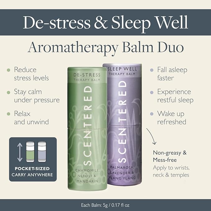 Scentered Sleep & Stress-Relief Aromatherapy Balm Gift Set – Essential Oil Roll On Balms for Relaxation & Rest – Sleep Well & De-Stress – Self-Care Reaxation Gift for Women - Bloomnest