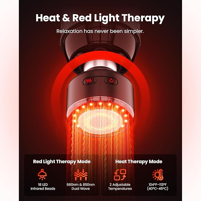 BOB AND BRAD T2 Ultra Massage Gun with Heat and Red LED Therapy, Heated Deep Tissue Massager for Athletes, Professional Percussion Massager for Muscle Relief, Portable Electric Massagers Home Gym - Bloomnest