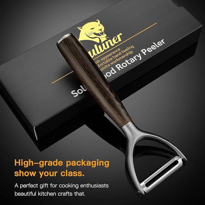 Premium Y Type 304 Stainless Steel Multifunctional Kitchen Peeler Real Wood Handle Ultra Sharp Blade Vegetable Potato Apple(Wenge) - Bloomnest