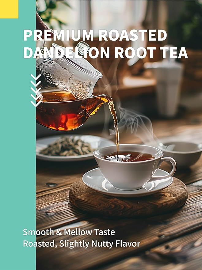HYNTMYT Roasted Dandelion Root Tea Bags, Pure Dandelion Root Tea, Smooth & Mild Taste, Coffee Alternative, Caffeine Free, 120 Count - Bloomnest