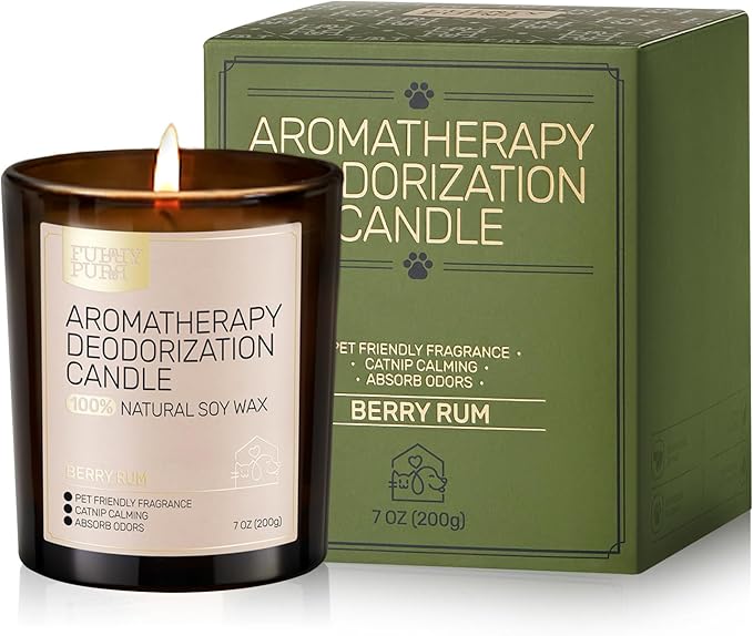 Odor Eliminating Candle, Berry Rum Scented Candle, Pet-Friendly Soy Candles, 60 Hours, 7 oz - Bloomnest