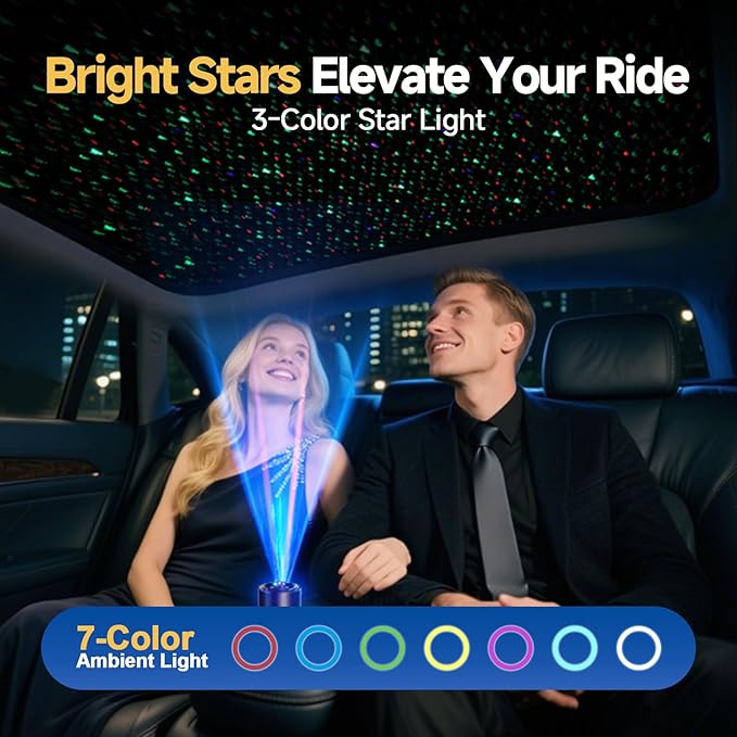 Smart Car Air Freshener Diffuser Voice Control with Starry Projection Light, 3 Adjustable Modes Intelligent Aromatherapy for Essential Oil, Smart Auto On/Off, Voice Edition (Cologne + Ocean) Toretark