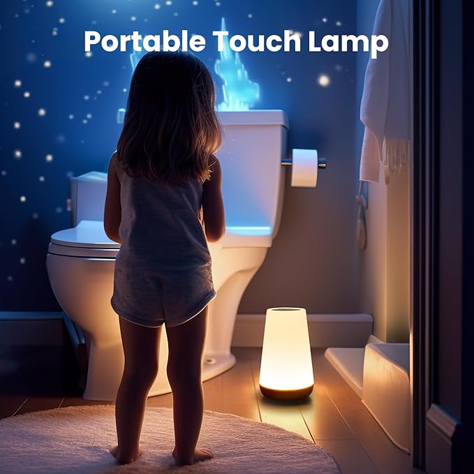 THAUSDAS Night Light, Dimmable Touch Lamp for Bedroom, Portable Table Bedside Lamp, 5 Brightness 13 RGB Colors, Night Lights for Baby Nursery Bathroom - Bloomnest