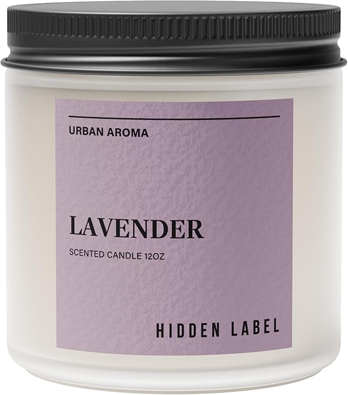 Hidden Label Lavender Scented Candle, 12oz 2 Wick Natural Candles Soy Non Toxic, Clean Burning Long Lasting Aromatherapy for Home Scented | Gifts | Décor,Premium Scents for Relaxation & Stress Relief - Bloomnest