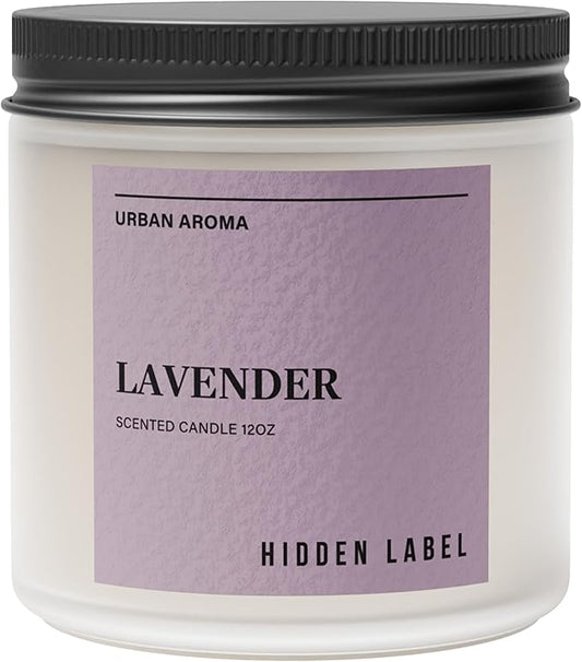 Hidden Label Lavender Scented Candle, 12oz 2 Wick Natural Candles Soy Non Toxic, Clean Burning Long Lasting Aromatherapy for Home Scented | Gifts | Décor,Premium Scents for Relaxation & Stress Relief - Bloomnest
