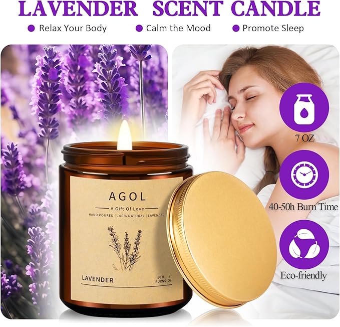 4 Pack Scented Candles for Home, 36 Oz 200 Hours Burn, Luxury Amber Jar Natural Soy Candles, Aromatherapy Candles Set, Candles Gift for Women Men Birthday Thanksgiving Christmas, Spa, Sleep,Yoga,Read - Bloomnest