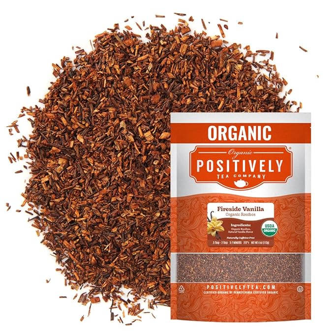 Organic Positively Tea Company, Fireside Vanilla Rooibos Tea, Loose Leaf, 4 Ounce - Bloomnest