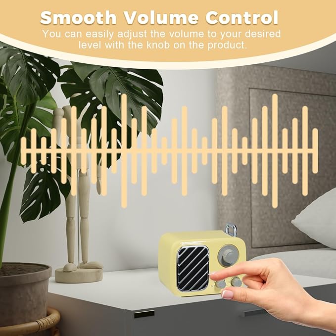 Vintage Style White Noise Machine – Portable Sleep Sound Device with 16 Relaxing Sounds, Timer & Stepless Volume, Rechargeable Sleep Aid & Gift for Teens, Kids, Baby, Travel & Office (Yellow) - Bloomnest