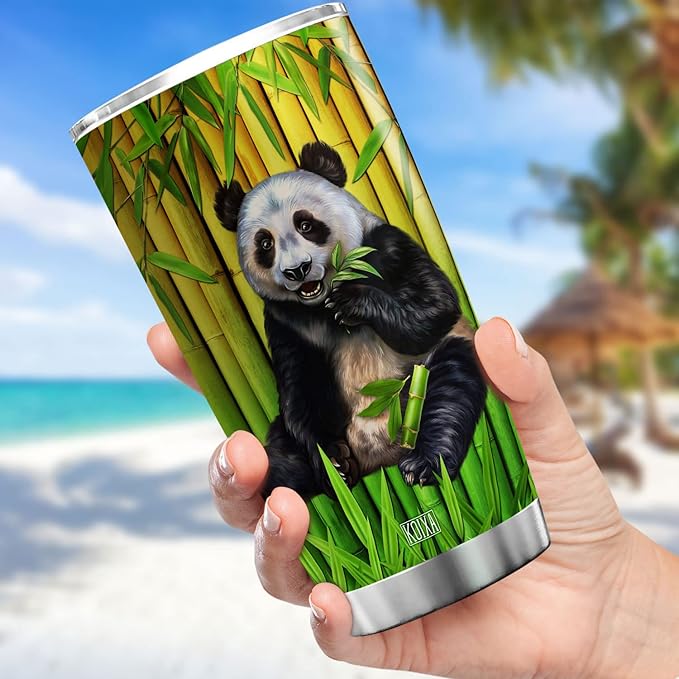 Pandas Are Awesome I Am Awesome Therefore I Am A Panda Drinking Tumbler With Lid Panda Bear Gifts For Girls Stainless Steel Insulated Travel Mug Animal Print Coffee Cup 20oz - Bloomnest