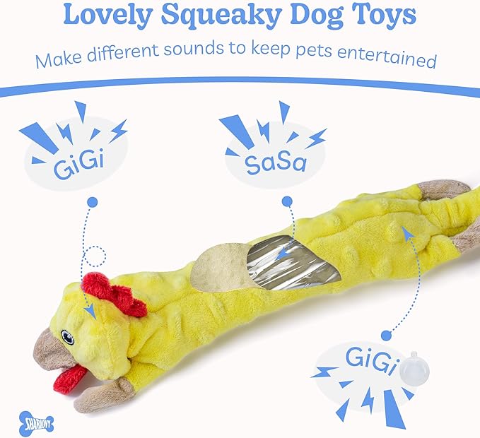 SHARLOVY Dog Squeaky Toys Pack, Bubble Plush Puppy Teething Pet Toys, Crinkle No Stuffing Animals Dog Toy, Doggies Chew for Large Small Medium Breeds - Bloomnest