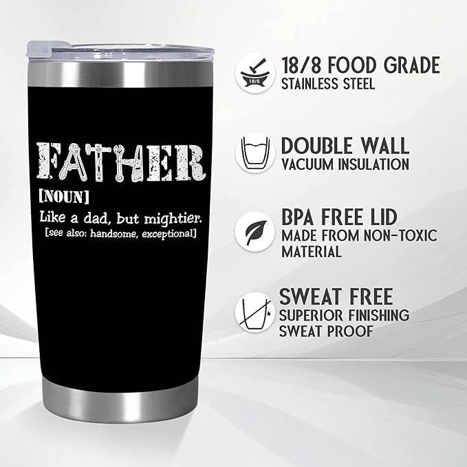 TEEZWONDER Christmas Birthday Gifts for Dad from Daughter Son - Stainless Steel Insulated Coffee Tumbler with Lid 20 oz - Funny Gifts for Dad, Husband Birthday Gift Ideas - Bloomnest