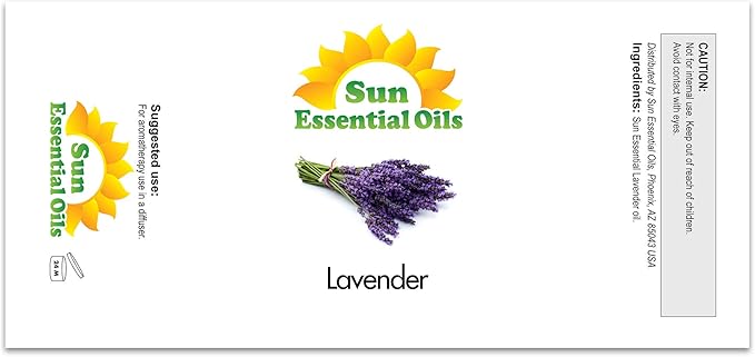 Sun Essential Oil - Lavender Essential Oil 4 oz (118 ml) with Dropper for Diffuser, Humidifier, Skin, Aromatherapy Massage, Scented for Soap & Candle Making at Home, Calming Aroma for Sleep - Bloomnest