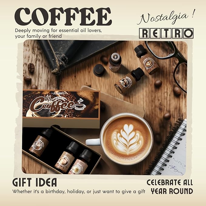 SALUBRITO Coffee Fragrance Oils Set, Premium Essential Oils for Diffuser, Candle, Soap Making, Blueberry Muffin, Eggnog Latte, Caramel Machhiato, Cafe Mocha, French Vanilla, Hot Chocolate, Scented Oil - Bloomnest